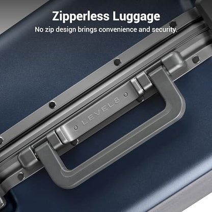 LEVEL8 Carry On Luggage Airline Approved Zipperless with Aluminum Frame, Hard Case Luggage with Spinner Wheels, Metal Travel Suitcase, 20 Inch, Blue - color: Blue, size: Carry-On 20 Inch (With 6PC Organizers)