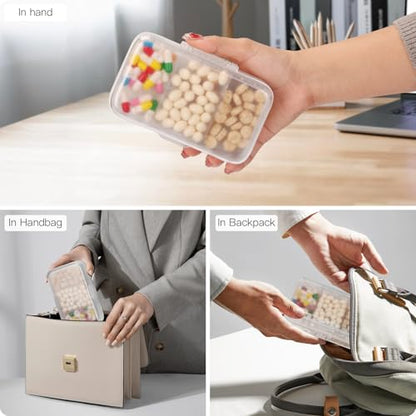 FYY Weekly Pill Organizer with Labels,8 Compartments Travel Daily Pill Case Airtight Moistureproof Large Pill Box to Hold Vitamins, Fish Oil, Supplements,Cotton Swab and Bandages-Clear - color: Clear