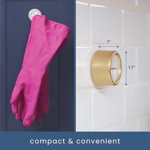 S&T INC. Round Adhesive Push Towel Hooks for Kitchen, Hand and Dish Towels, Brushed Gold, 4 Pack - color: Gold