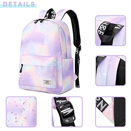 mygreen Kids Backpack, Kawaii Girls Backpack for School Ages 8-12 - color: Purple Blue,14 Inch Laptop