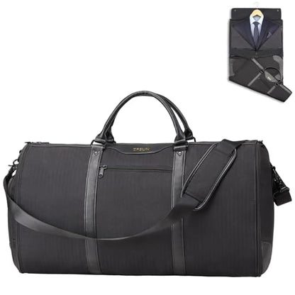 Garment Bag for Travel, Convertible Carry-On Duffel with Shoe Compartment, Waterproof & Wrinkle-Free Suit Carrier for Business Trips & Weekend Getaways, Foldable & Lightweight - color: Black