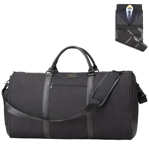 Garment Bag for Travel, Convertible Carry-On Duffel with Shoe Compartment, Waterproof & Wrinkle-Free Suit Carrier for Business Trips & Weekend Getaways, Foldable & Lightweight - color: Black