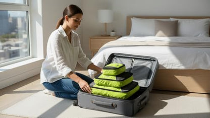 GOX Ultra Light 5 piece Packing Cubes Travel Luggage Organizer 1 Large 2 Medium 2 Small - color: Green