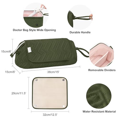 Leudes Hair Tools Travel Bag for Women Heat Resistant Mat for Travel Essentials Hot Tools Straighteners,Flat Irons,Curling Iron,Hot Air Brushes and Hair Dryer Organizer Bags 2 in 1 (Army GreenA) - color: Army GreenA