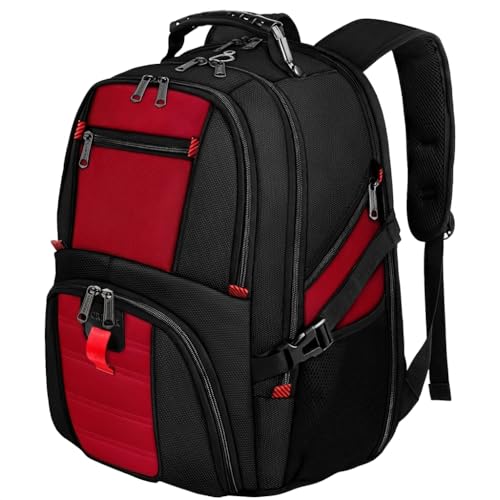 YOREPEK Large Backpack for Men, Extra Large Laptop Backpacks for Men Women, Water Resistant Travel Backpack Airline Approved Business Work Bag Fits 17 Inch Computer, Black - color: Red, size: 17 Inch