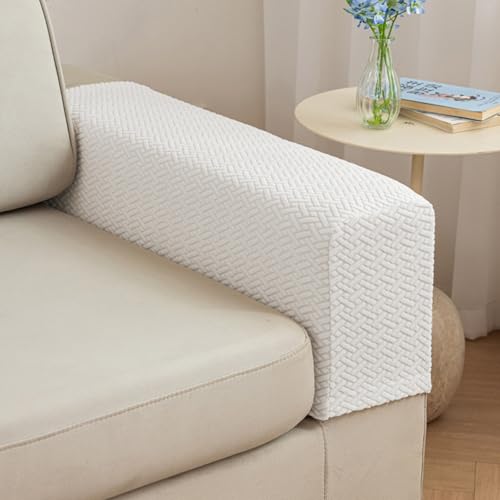Yoovat Sofa Arm Covers Recliner Couch Armrest Covers Chair Arm Covers Protectors (Texture-Cream White,Large (Set of 2)) - color: Texture-cream White, size: Large (Set of 2)