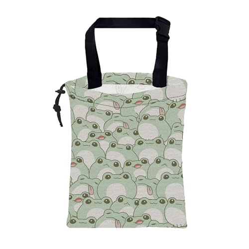 Car Garbage Bag Cute Frog Kiddie Hanging Canvas Car Trash Bag Waterproof Drawstring Car Back Seat Organizer for Car Back Front Seat Console with Adjustable Buckle - color: Cute Frog Kiddie