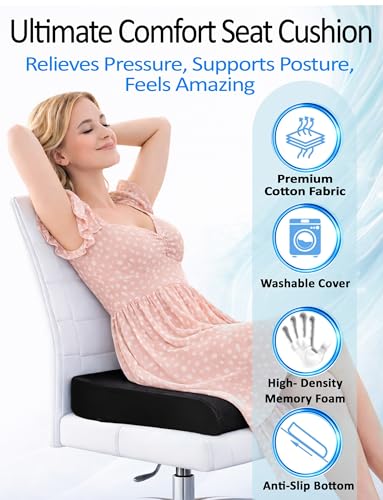 Adjustable Memory Foam Seat Cushion, Custom Height & Firmness, Ergonomic Office Chair Cushion for Back, Coccyx, Sciatica & Tailbone Pain Relief – Ideal for Office Chair, Car Seat, Wheelchair, Recliner