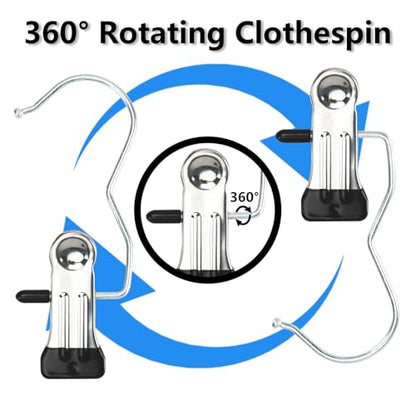36pcs Hangers Clips, LIOUCBD Stainless Steel Closet Hangers Laundry Hanging Hooks, Boot Hanger for Closet, Portable Clothes Pins for Towel Glove Hat Pants Jeans Skirt Sock Travel Home - color: Silver