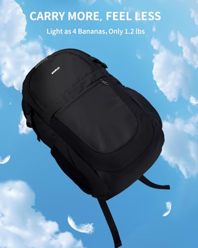 ECOHUB Travel Backpack for Men Women, 17.3 inch Suspended Laptop Backpack, Fashion Water-Resistant College Computer Bookbag, 28L Personal Item Bag with 12 Pockets for Causal, Work, Black - color: Black