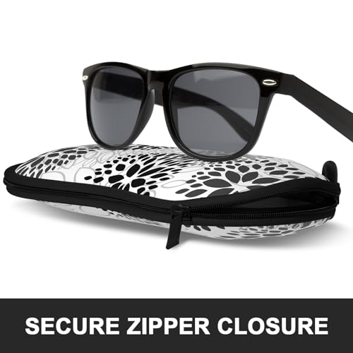 Sunglasses Soft Case, Ultra Light Portable Neoprene Zipper Glasses Case for Men Women - color: Abstract Flower