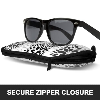 Sunglasses Soft Case, Ultra Light Portable Neoprene Zipper Glasses Case for Men Women - color: Abstract Flower