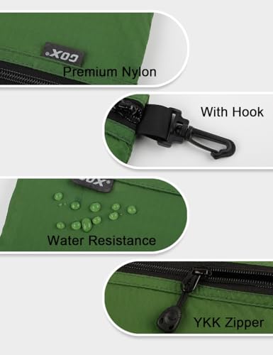 GOX Travel Toiletry Bag, Carry On Small Zipper Pouch, Cosmetic Kit Makeup, Digital Bag, Water Repellent Nylon (Blackish Green) - color: Blackish Green