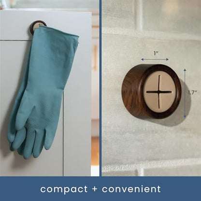 S&T INC. Round Adhesive Push Towel Hooks for Kitchen, Hand and Dish Towels, Plastic, Walnut, 4 Pack - color: Walnut