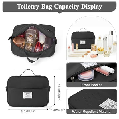 Travel Duffel Bag,Carry-On Overnight Weekender Bags for Women,Personal Item Travel Bag with Shoes Compartment,Sports Gym Bag - color: Black with Toiletry Bag