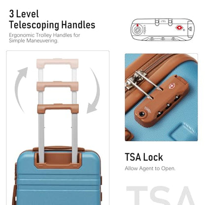 LONG VACATION Luggage Set 6 Piece Suitcase with Spinner Wheels, ABS+PC Hardshell Luggage with TSA Lock & YKK Zipper - color: Blue, size: 6 Piece Set