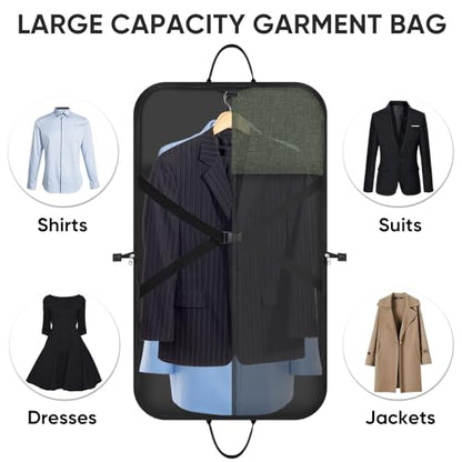 BALEINE Travel Garment Bag, Travel Suit Bag for Men, Water Resistant Carry on Garment Bag for Hanging Clothes, Garment Duffel Bag for Travel Business (Green) - color: Green