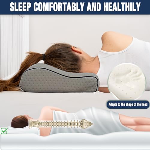 alkamto Travel & Camping Comfortable Memory Foam Pillow – Easy to Carry Portable Bag – Temperature Regulating Pillow Case (Grey Contour + Extra Cover) - size: Grey Contour Travel + Extra Cover