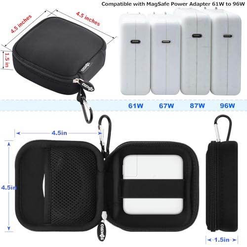 CM Small Travel Carrying Storage Organizer Bag Case Pouch compatible with MagSafe Power Adapter, Laptop Accessories Cables, Cords, USB Drives, Earphones