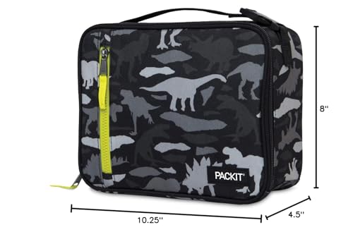 Packit, Box Lunch Freezable Dino Camo Charcoal - color: Dino Camo Charcoal
