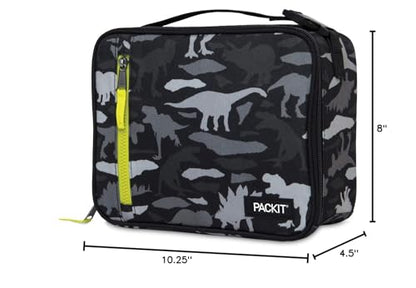 Packit, Box Lunch Freezable Dino Camo Charcoal - color: Dino Camo Charcoal
