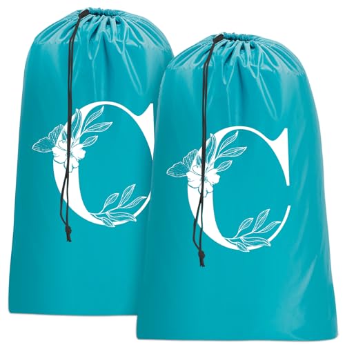 Sylfairy 2 Pack Extra Large Travel Laundry Bag, Dirty Clothes Organizer with Drawstring,Heavy Duty Travel Laundry Bags - color: Letter C