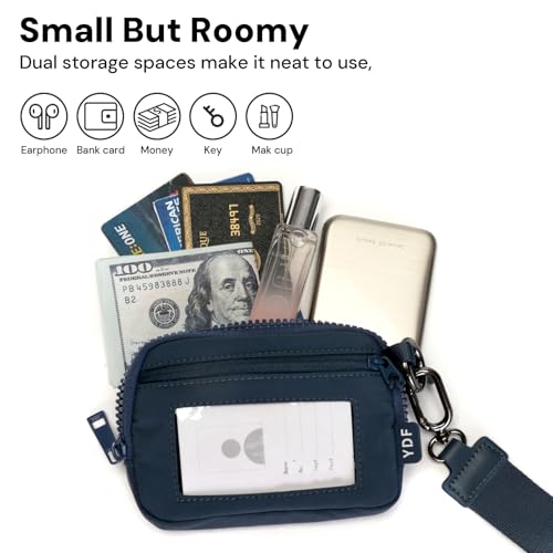 Keychain Wallet for Women Mini Zip Card Holder with ID Window Coin Purse Detachable Wristlet Small Wallets navy blue - color: Navy Blue