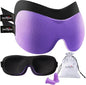 PrettyCare 3D Sleep Mask 2 Pack, Eye Mask for Side Sleeper - 3D Contoured Sleeping Mask Block Out Light for Men Women- No Eye Pressuer Night Masks with Ear Plugs & Travel Bag (Black＆Purple) - color: Black＆purple