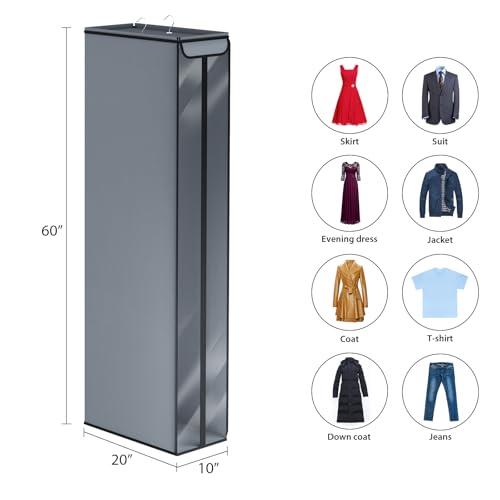 Univivi Garment Bags for Hanging Clothes 60", Hanging Garment Bags for Closet Storage with Large Clear Window, Garment Storage Bags for Suits, Coats, Dresses, 2 Pack - size: 60"-2PCS