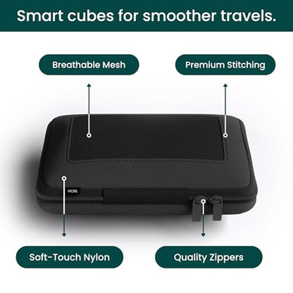 NOBL Travel Compressible Packing Cubes Set, 6 Pieces Travel Packing Organizers, Compression Luggage Cubes for Suitcases & Carry On, Space Saving (XXS, XS, S, M, L, XL) - Jet Black - color: Jet Black