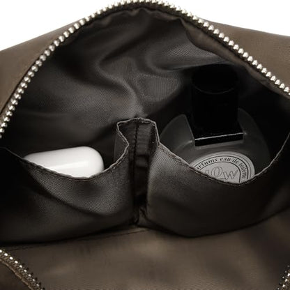 Organizer Bag Lightweight Cosmetic Bag with Ring Clasp Perfect Travel Makeup Bag for Women nylon Stand Up Design (Brown/Nylon) - color: Brown/Nylon
