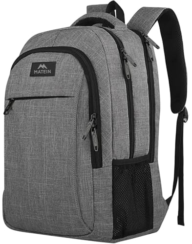 MATEIN Travel Laptop Backpack, Business Anti Theft Slim Sturdy Laptops Backpack Personal Item Bag, Water Resistant College School Computer Bag Gift for Men & Women Fits 15.6 Inch Notebook, Grey - color: Austere Grey, size: 15.6 Inch