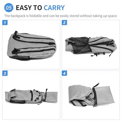 Hiking Daypack Packable, Camping Backpack Water Resistant Lightweight Polyester for Men Women Travel Outdoor - color: Gray