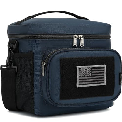 FlowFly Lunch Bag, Insulated Cooler, Thermal Lunch Box Tote with MOLLE/PALS Webbing, Adjustable Padded Shoulder Strap, for Tactical Men Women Adults and Boys Girls Kids (Cyan, Large) - color: Cyan, size: Large