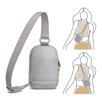 INICAT Anti Theft Crossbody Bags for Women Travel Small Sling Bag Fanny Packs Cross Body Purses Everyday - color: Gray White Antitheft, size: Large