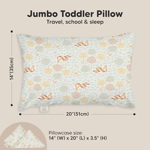 KeaBabies Organic Toddler Pillow with Pillowcase, Jumbo 14X20 - Soft Cotton Toddler Pillows for Sleeping - Machine Washable - Perfect for Travel, Toddler Bed Set (Wild Picnic) - color: Wild Picnic