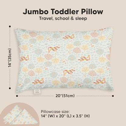 KeaBabies Organic Toddler Pillow with Pillowcase, Jumbo 14X20 - Soft Cotton Toddler Pillows for Sleeping - Machine Washable - Perfect for Travel, Toddler Bed Set (Wild Picnic) - color: Wild Picnic
