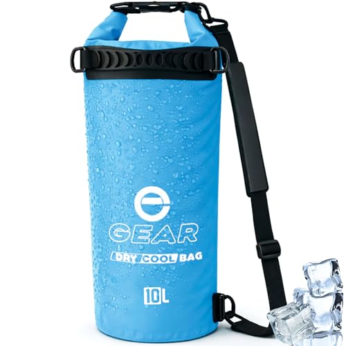 Enthusiast Gear Insulated Dry Bag Floating Cooler – 10L / 15L / 25L Roll Top, Leak Proof, Waterproof, Collapsible, with Padded Shoulder Strap - Perfect for Kayaking Fishing Beach - color: Blue, size: 10 Liter