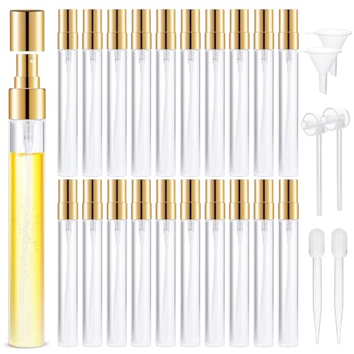 Mini Glass Spray Bottle 20pcs 10ml Clear Spray Bottle Empty, Fine Mist Refillable Mini Perfume Spray Bottle, Perfume Atomizer, Travel Spray Bottle For Hair, Small Empty Sample Containers Portable - size: Spray Bottle10ml-20P