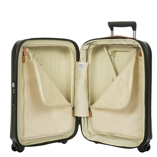 Bric's Taormina Ultra-Light Carry-On Spinner – Airline Approved Expandable Hard Shell Suitcase with TSA Lock, Anti-Tamper Zippers & Built-In USB Port - 21 Inch, Olive - color: Olive, size: Carry-On