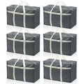 6 Pack Moving Bags, Sturdy Packing Bags for Moving with Handles, Zippers, Foldable Storage Totes for Clothes, College and Dorm, Gray, 26.77 x 9 x 19 in