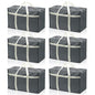 6 Pack Moving Bags, Sturdy Packing Bags for Moving with Handles, Zippers, Foldable Storage Totes for Clothes, College and Dorm, Gray, 26.77 x 9 x 19 in