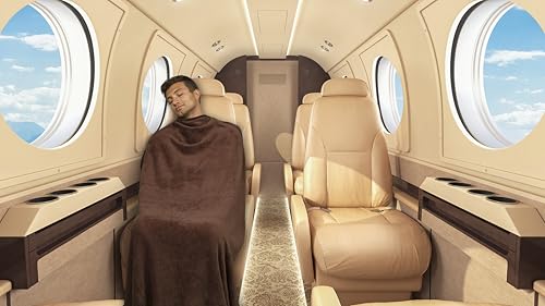 BlueHills Premium Soft Travel Blanket Pillow Airplane Blanket Soft Bag Pillow case with Hand Luggage Belt and Backpack Clip Compact Pack Large Portable Throw Air Plane Flight Travel (Brown T009) - color: Brown-1pk-t009