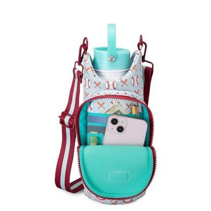 Swig Life Water Bottle Sling Bag, Water Bottle Holder with Adjustable Strap, Carrier Bag with Zippered Phone Pocket, Holds 36oz (Home Run) - color: Home Run