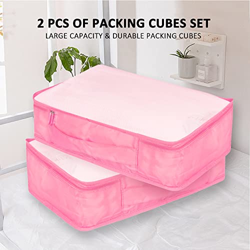 Packing Cubes Set, 2 Pcs Packing Organizers Set for Suitcases (Pink) - color: Pink