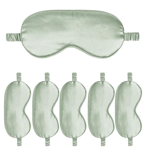 6PACK Silk Sleep Mask Satin Eye Masks Blackout Silky Eyeshade Cover Soft Blindfold Eyeshades for Women Sleeping Travel Gift - color: Sage