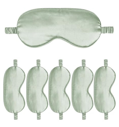 6PACK Silk Sleep Mask Satin Eye Masks Blackout Silky Eyeshade Cover Soft Blindfold Eyeshades for Women Sleeping Travel Gift - color: Sage