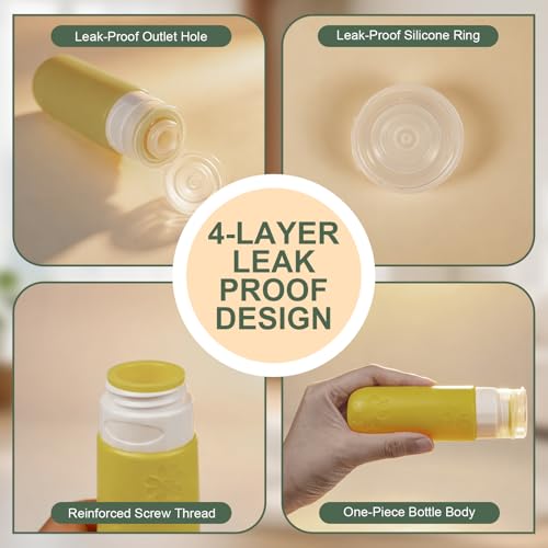 16 Pack Travel Bottles for Toiletries, Silicone TSA Approved-Containers for Toiletries, 3oz Silicone Travel Bottles Set Leak Proof Refillable Liquid, Shampoo and Conditioner Travel Toiletry Bottles - color: Green