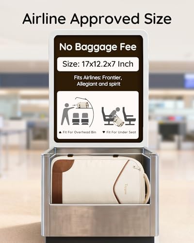 Taygeer 35L Travel Backpack Carry On with Lock, TSA Flight Approved Carry on Backpack, Expandable Weekend Trip Backpacks Fits 15.6 Inch Laptop for Women, Beige & Brown