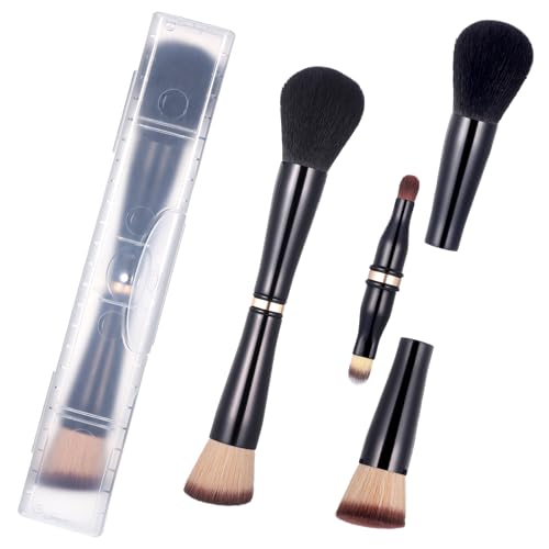 Travel Makeup Brushes 4 in 1 Makeup Brush Retractable Makeup-Brush Set Double Ended Makeups Brushes Set with Case Powder Foundation/Blush Eyeshadow Concealer Brush for Liquid Cream Powder